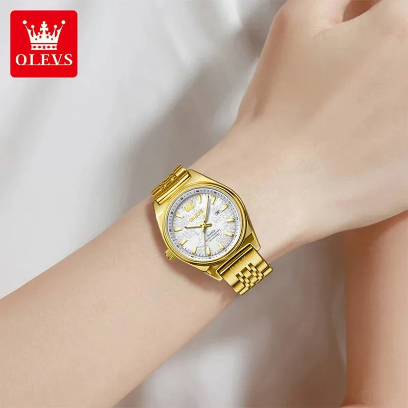 Montres femme OLEVS Montre Quartz Élégante Imperméable en Acier Inoxydable