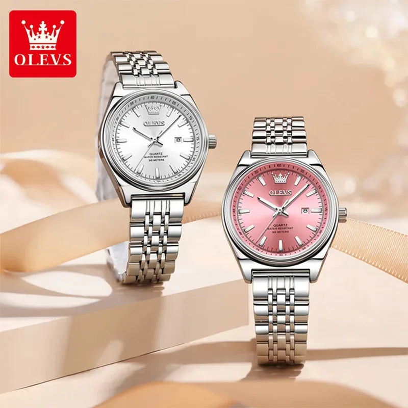 Montres femme OLEVS Montre Quartz Élégante Imperméable en Acier Inoxydable