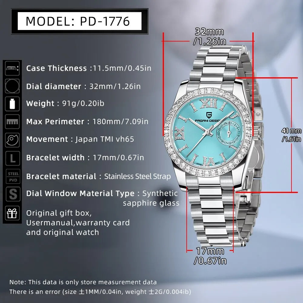 PAGANI DESIGN 2026 New 32MM Women's Wristwatch Elegant Luxury Quartz Watch For Women Fashion Waterproof Watches Sapphire Clock