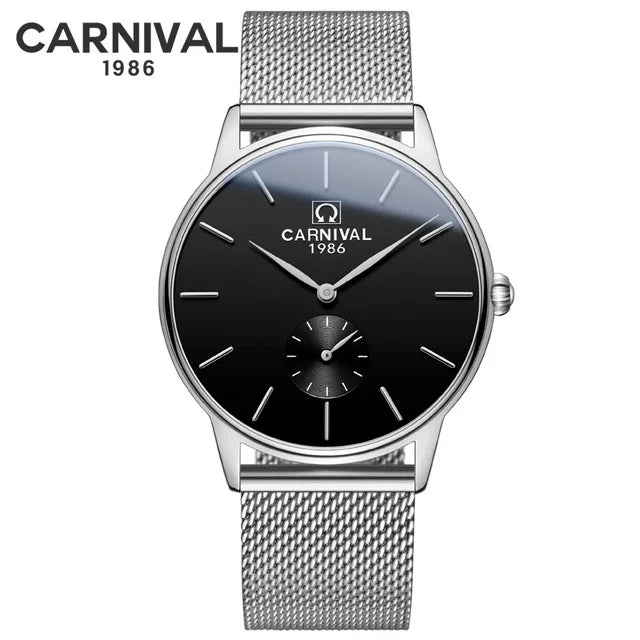 Montre Homme Carnival Brand Fashion Watch for Men Luxury Stainless Steel Mens Dress Quartz Wristwatches Waterproof Reloj Hombre