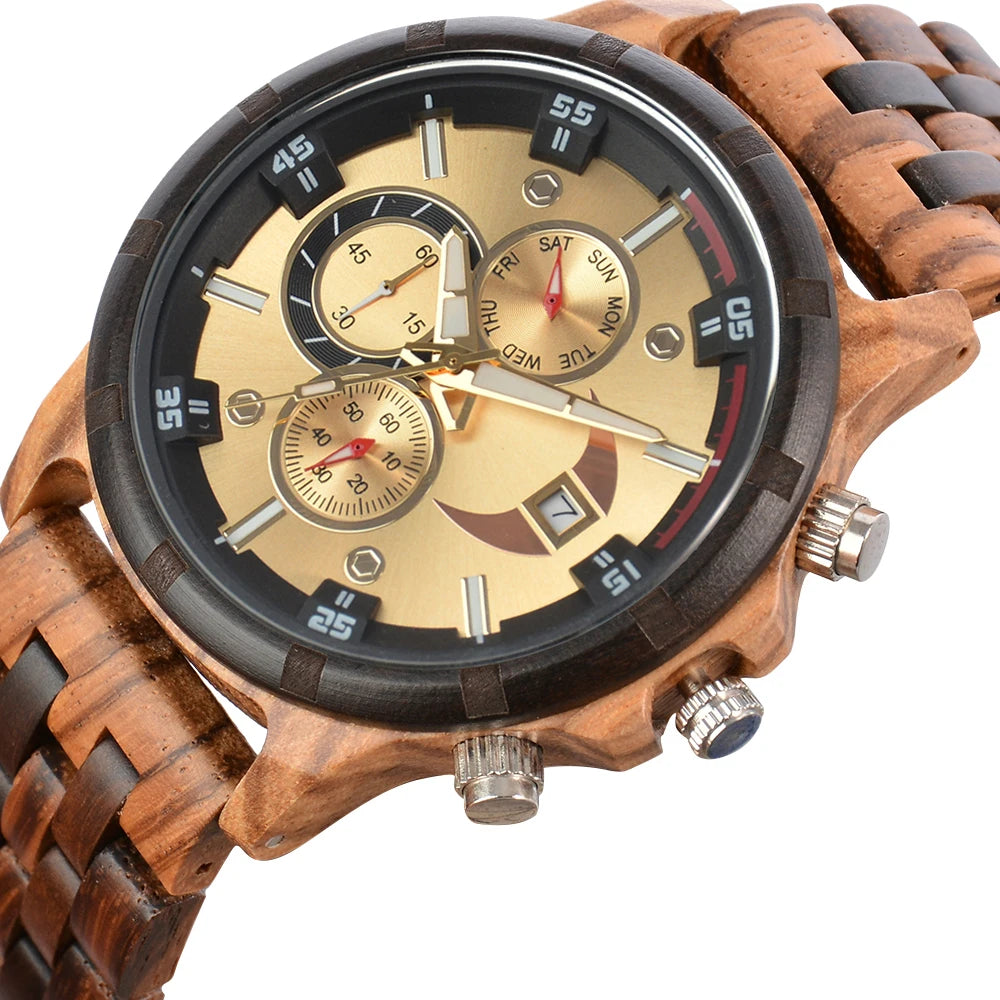 Man's Watches Wooden Watch Strap Hand Watch Quartz Wrist Watch for Men Chronograph Luxury Brand Montre Homme Gift Drop Shipping