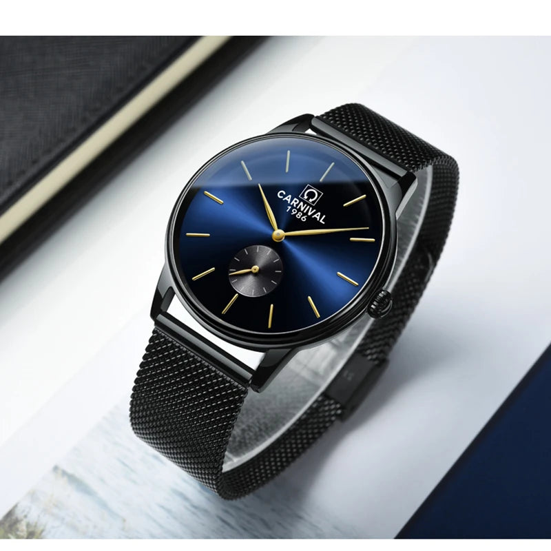 Montre Homme Carnival Brand Fashion Watch for Men Luxury Stainless Steel Mens Dress Quartz Wristwatches Waterproof Reloj Hombre