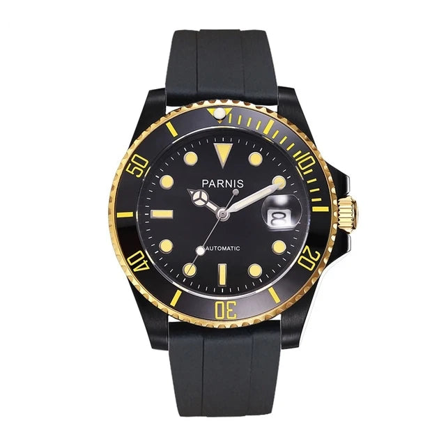PARNIS Men Luxury Brand Wrist Watch Mens Sport Automatic Watches Man Mechanical Wristwatch 100m Waterproof Clock Luminous Montre