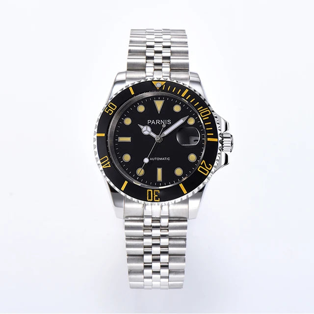 PARNIS Men Luxury Brand Wrist Watch Mens Sport Automatic Watches Man Mechanical Wristwatch 100m Waterproof Clock Luminous Montre
