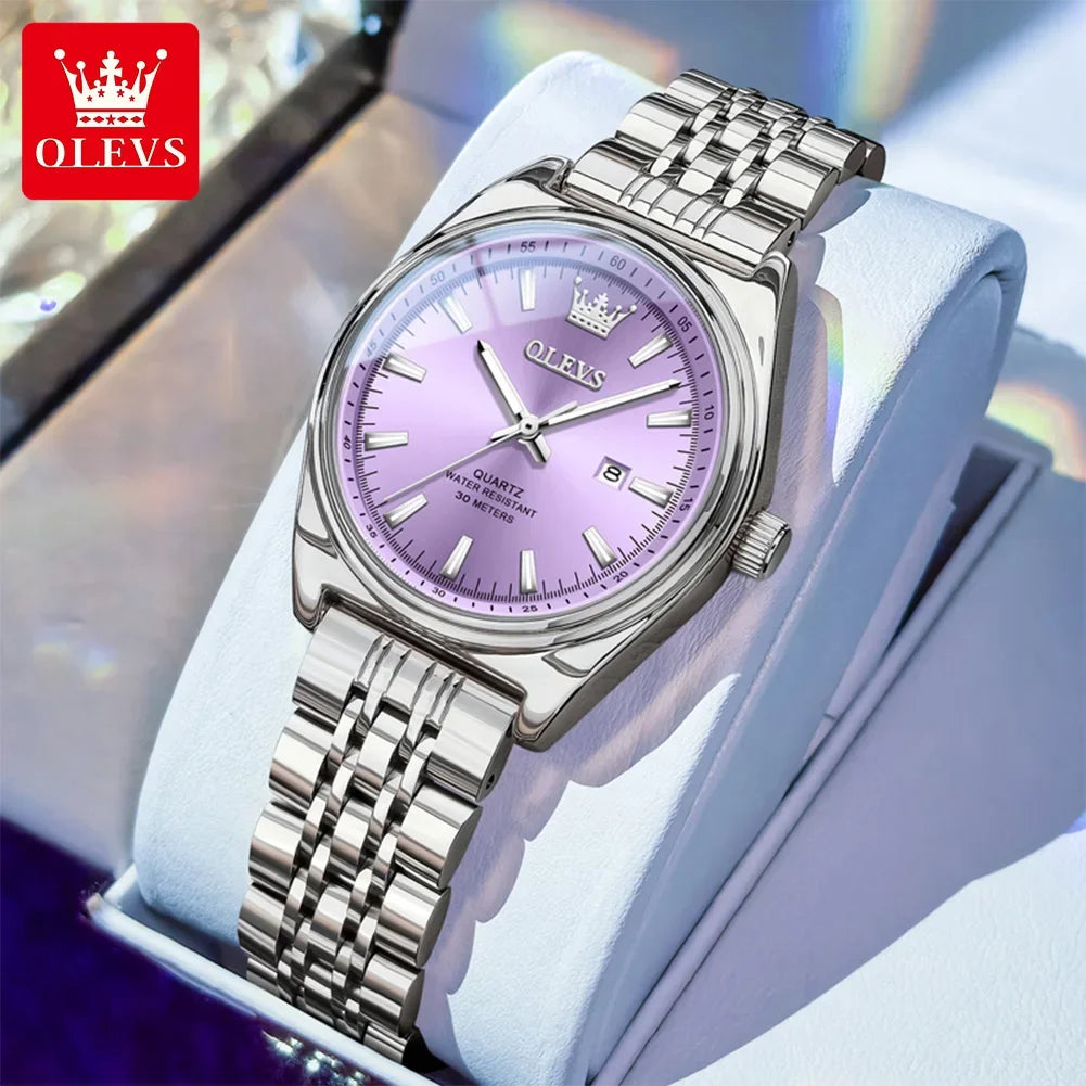 Montres femme OLEVS Montre Quartz Élégante Imperméable en Acier Inoxydable