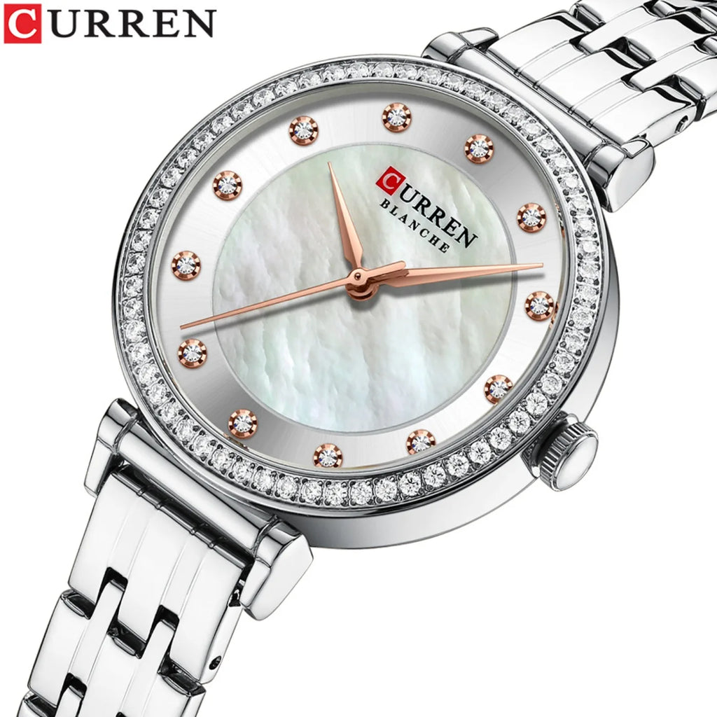 Montre CURREN pour femmes mouvement quartz, acier inoxydable, avec diamant et étanche