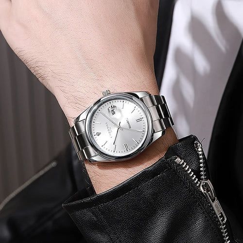 CHRONOS Top Brand Luxury Man Wristwatch Waterproof Luminous Date Men Watches Stainless Steel Quartz Men's Watch Male reloj