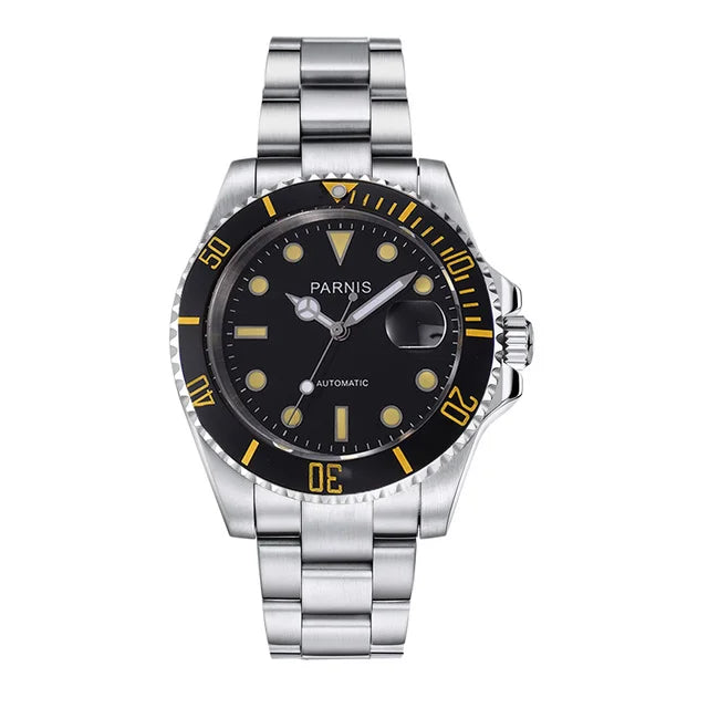 PARNIS Men Luxury Brand Wrist Watch Mens Sport Automatic Watches Man Mechanical Wristwatch 100m Waterproof Clock Luminous Montre