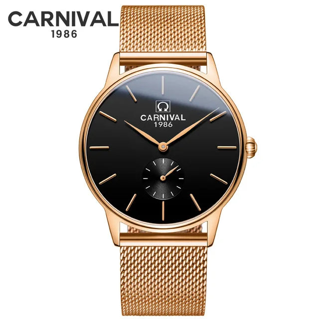 Montre Homme Carnival Brand Fashion Watch for Men Luxury Stainless Steel Mens Dress Quartz Wristwatches Waterproof Reloj Hombre