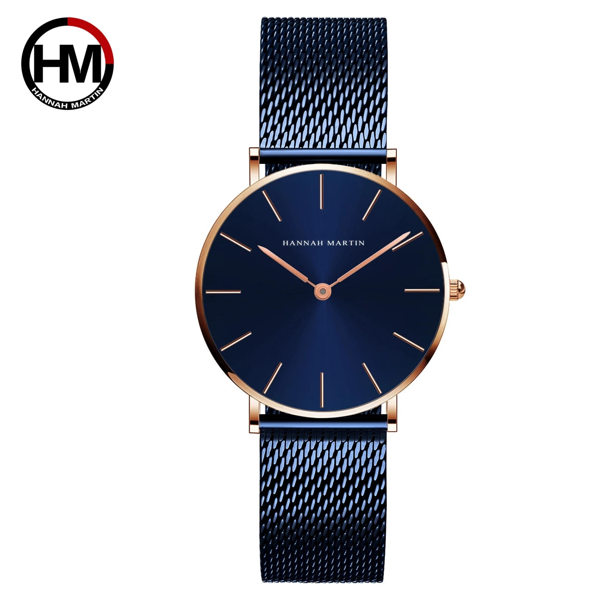 Montre pour femme Hannah Martin, bracelet en maille acier inoxydable, mouvement à quartz japonais