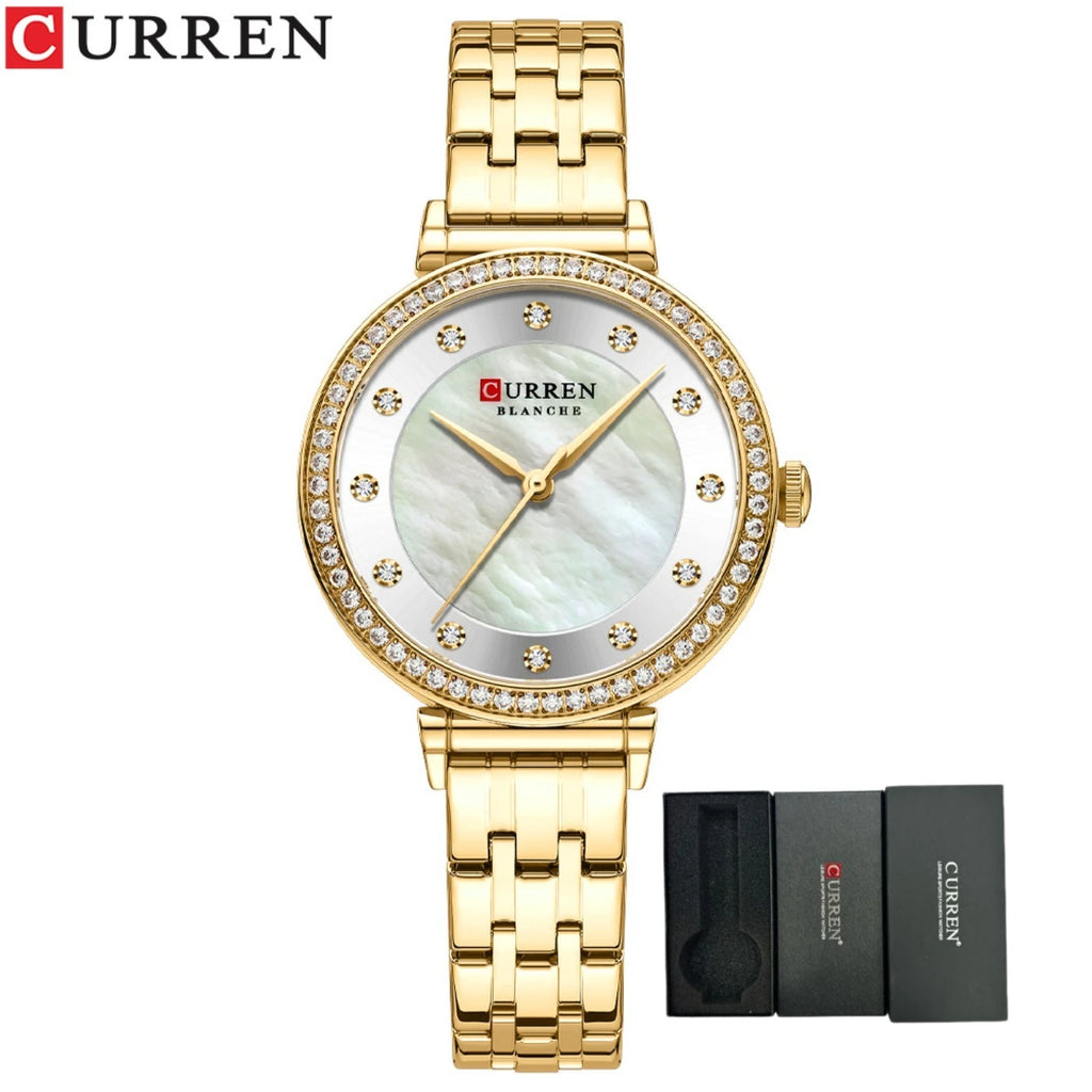 Montre CURREN pour femmes mouvement quartz, acier inoxydable, avec diamant et étanche