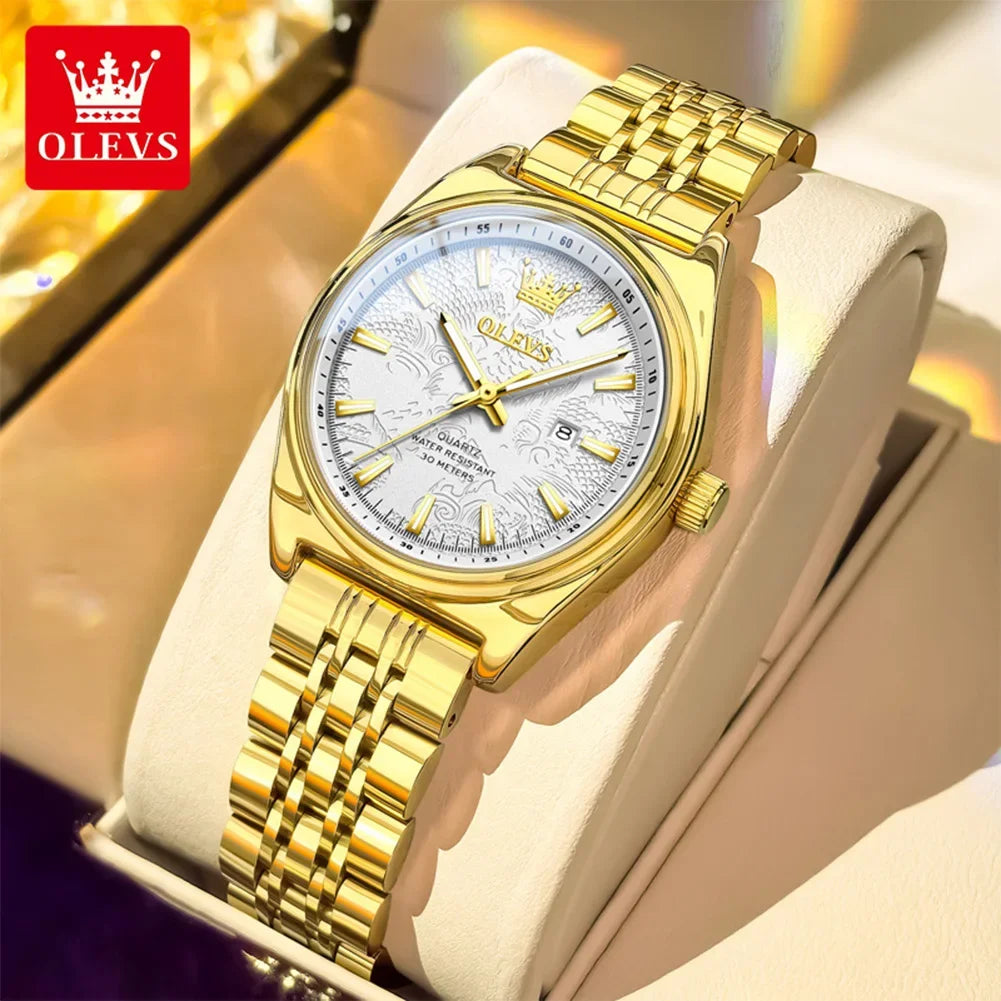 Montres femme OLEVS Montre Quartz Élégante Imperméable en Acier Inoxydable