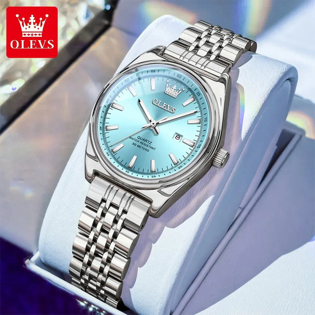 Montres femme OLEVS Montre Quartz Élégante Imperméable en Acier Inoxydable