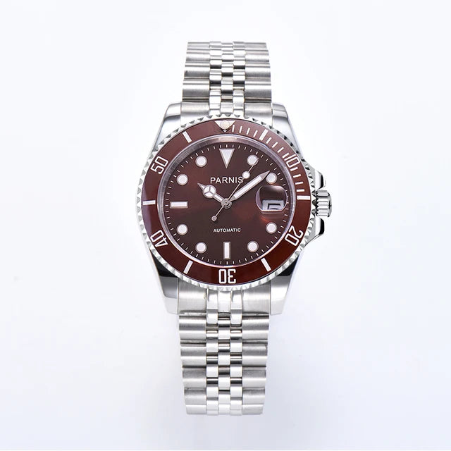 PARNIS Men Luxury Brand Wrist Watch Mens Sport Automatic Watches Man Mechanical Wristwatch 100m Waterproof Clock Luminous Montre