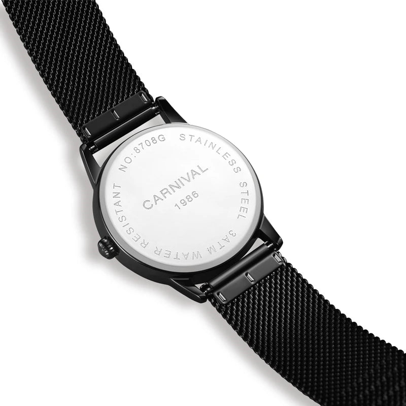 Montre Homme Carnival Brand Fashion Watch for Men Luxury Stainless Steel Mens Dress Quartz Wristwatches Waterproof Reloj Hombre