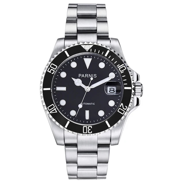 PARNIS Men Luxury Brand Wrist Watch Mens Sport Automatic Watches Man Mechanical Wristwatch 100m Waterproof Clock Luminous Montre