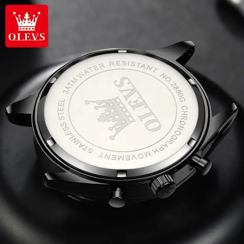 Montre Homme OLEVS, bracelet en cuir, montre mouvement quartz