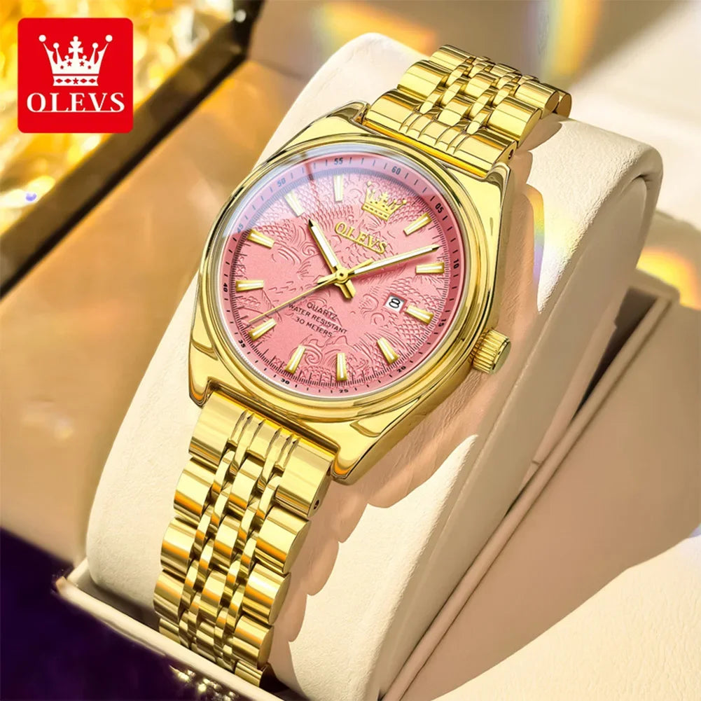Montres femme OLEVS Montre Quartz Élégante Imperméable en Acier Inoxydable