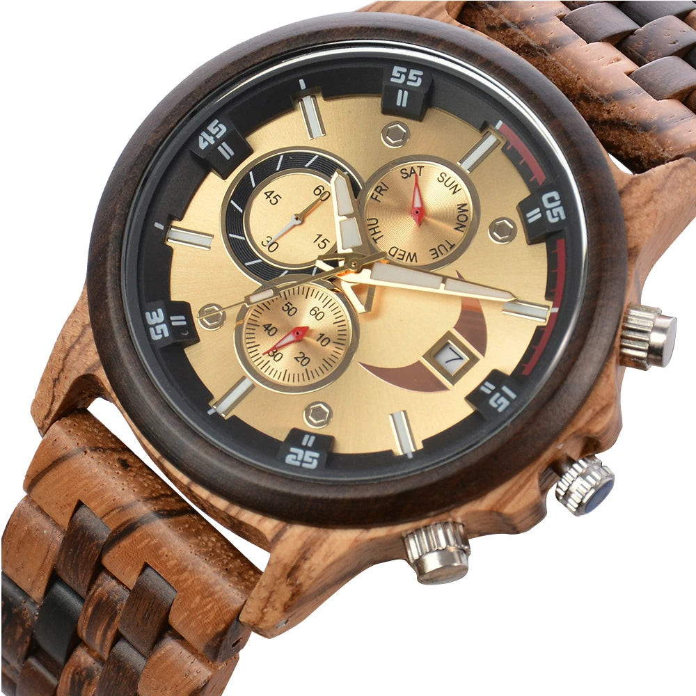 Man's Watches Wooden Watch Strap Hand Watch Quartz Wrist Watch for Men Chronograph Luxury Brand Montre Homme Gift Drop Shipping