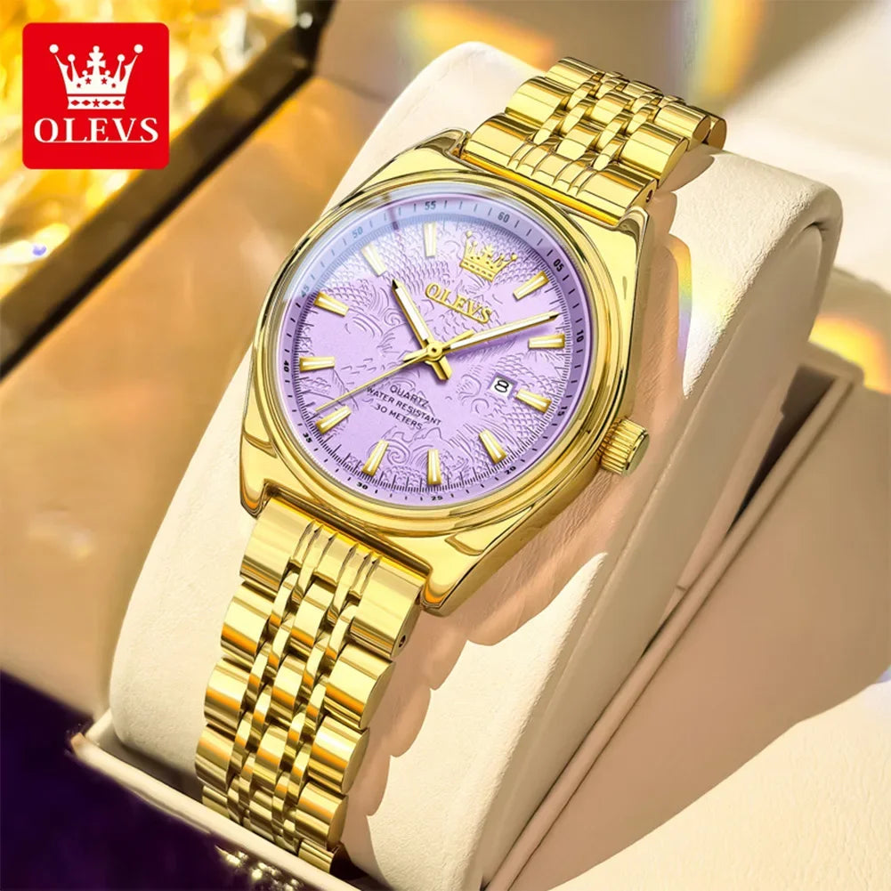 Montres femme OLEVS Montre Quartz Élégante Imperméable en Acier Inoxydable