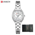 Montre CURREN pour femmes, élégante et simple de forme tonneau, à quartz, bracelet élastique, style rétro, pour femmes