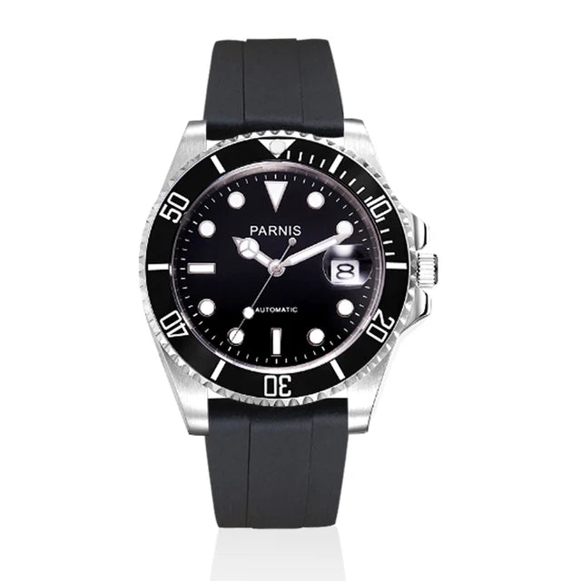 PARNIS Men Luxury Brand Wrist Watch Mens Sport Automatic Watches Man Mechanical Wristwatch 100m Waterproof Clock Luminous Montre