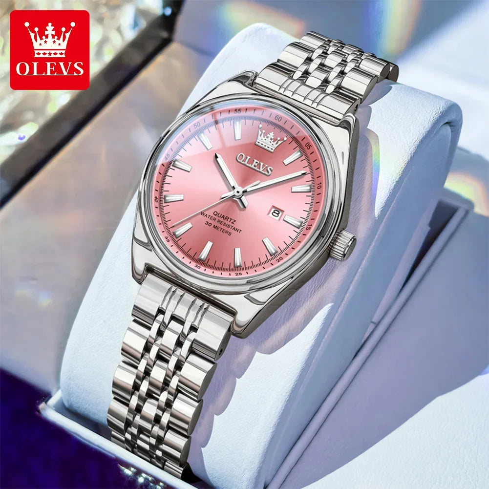 Montres femme OLEVS Montre Quartz Élégante Imperméable en Acier Inoxydable