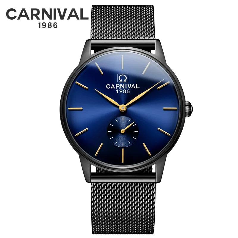 Montre Homme Carnival Brand Fashion Watch for Men Luxury Stainless Steel Mens Dress Quartz Wristwatches Waterproof Reloj Hombre