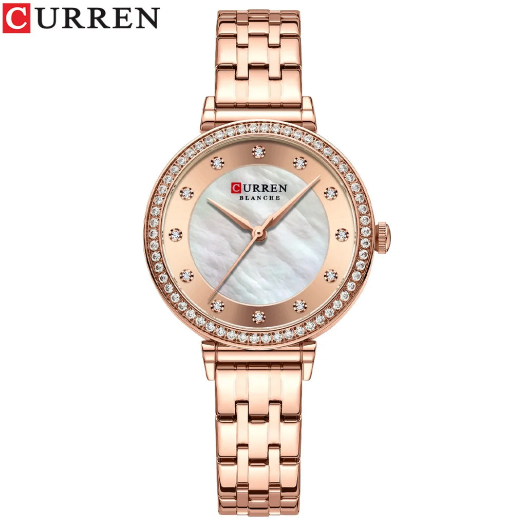 Montre CURREN pour femmes mouvement quartz, acier inoxydable, avec diamant et étanche