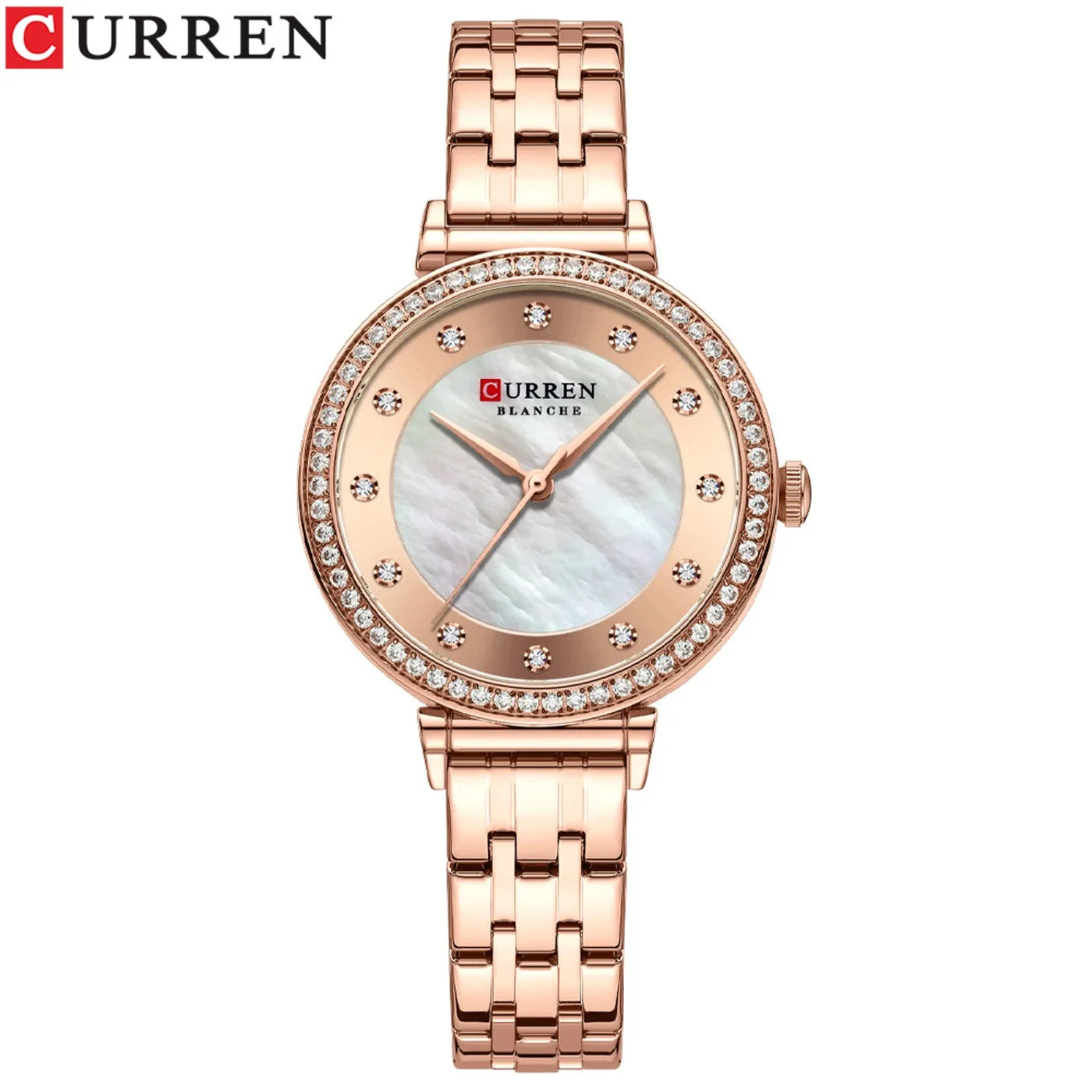 Montre CURREN pour femmes mouvement quartz, acier inoxydable, avec diamant et étanche