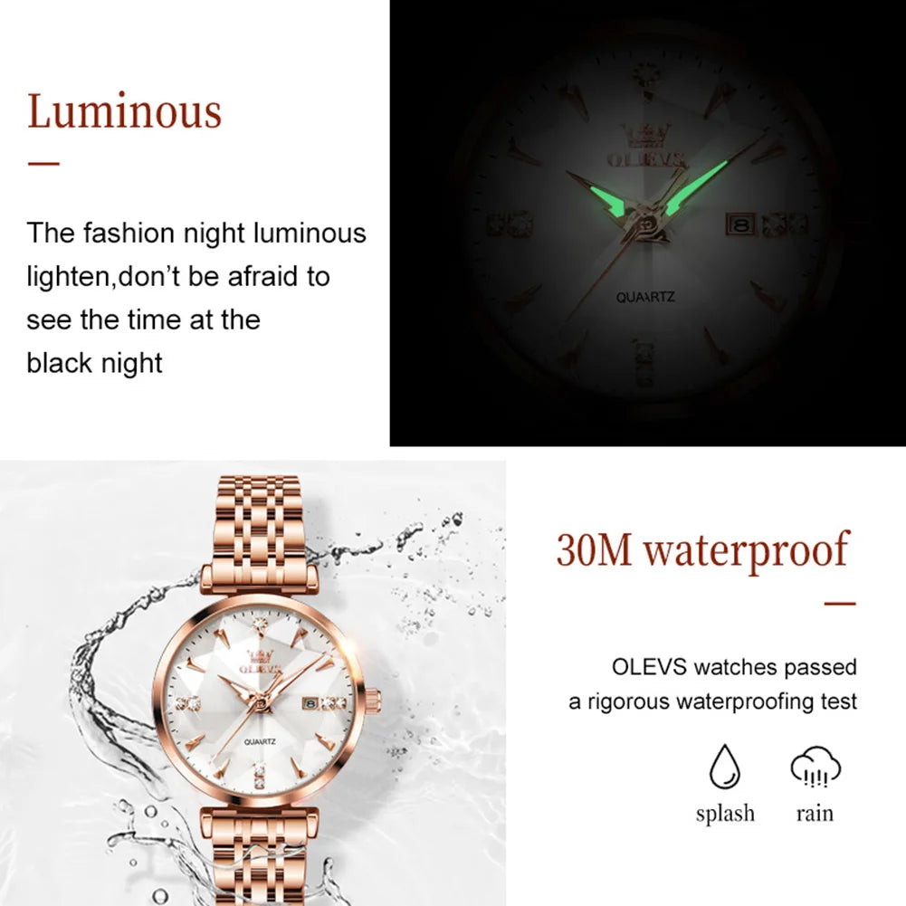 Montre pour femmes OLEVS mouvement quartz avec bracelet en cuir