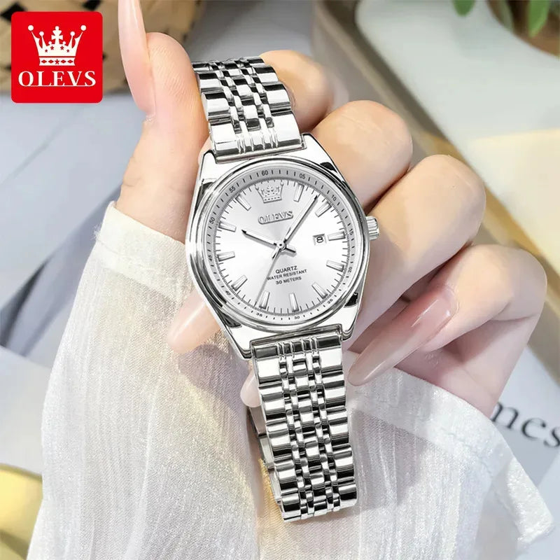 Montres femme OLEVS Montre Quartz Élégante Imperméable en Acier Inoxydable