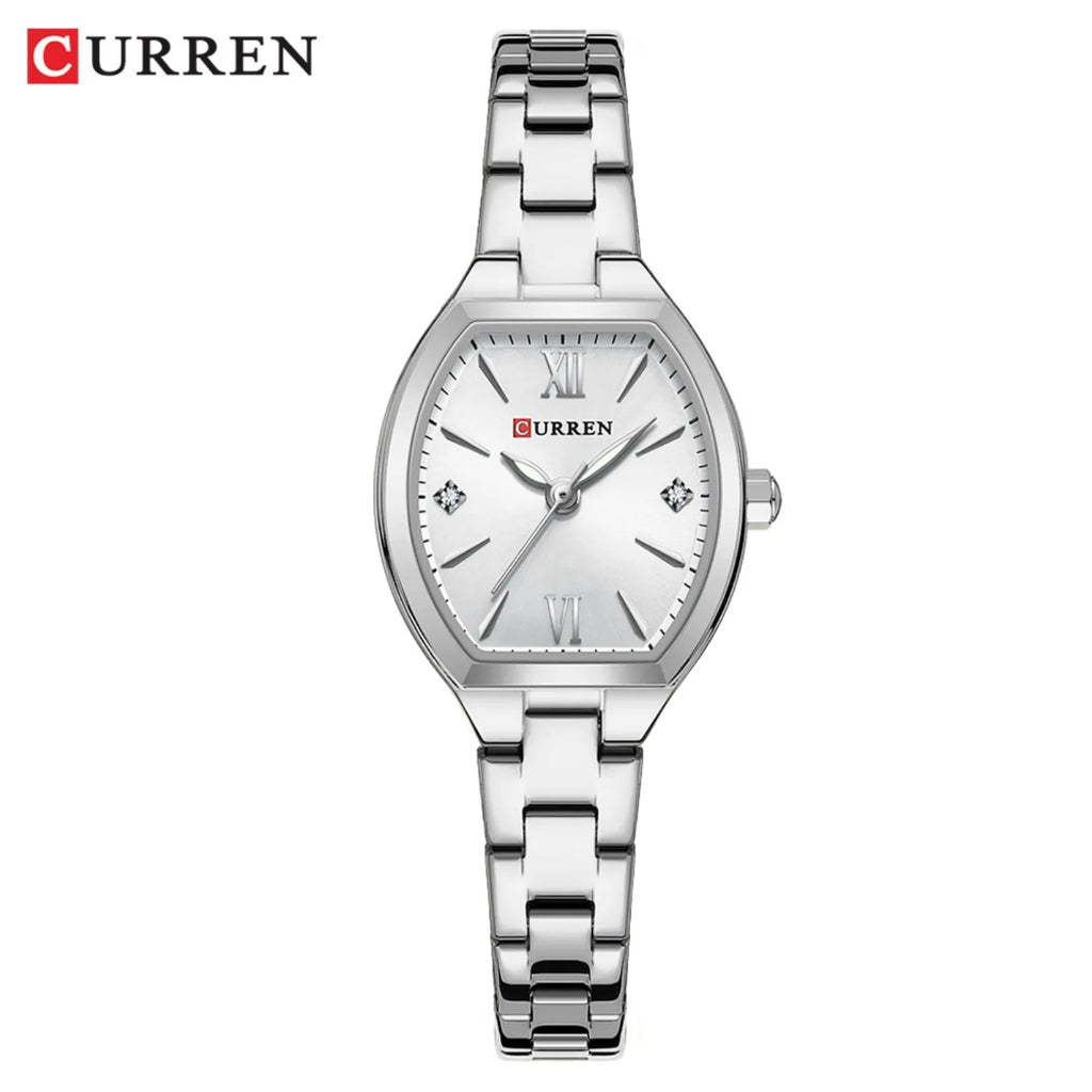 Montre CURREN pour femmes, élégante et simple de forme tonneau, à quartz, bracelet élastique, style rétro, pour femmes
