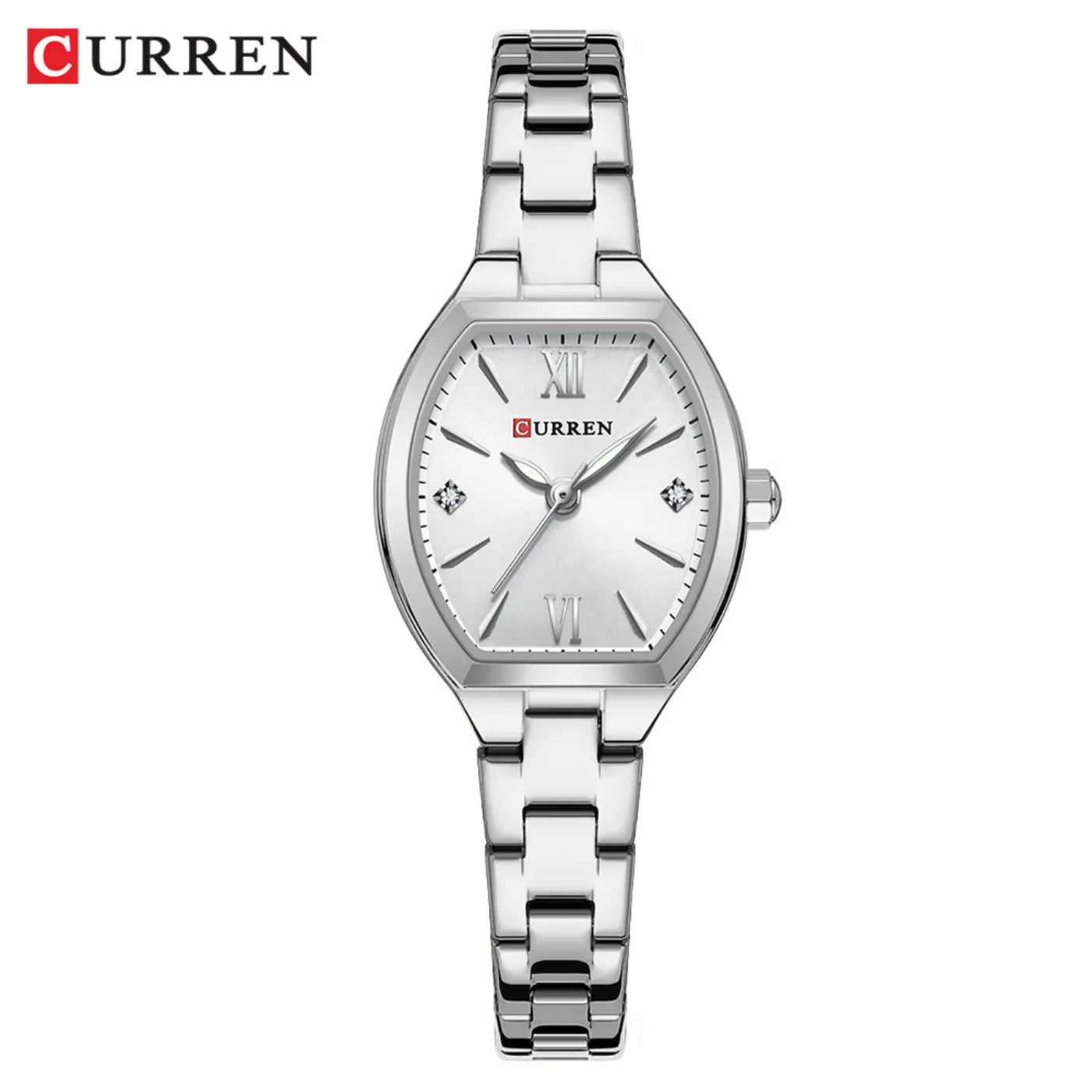 Montre CURREN pour femmes, élégante et simple de forme tonneau, à quartz, bracelet élastique, style rétro, pour femmes