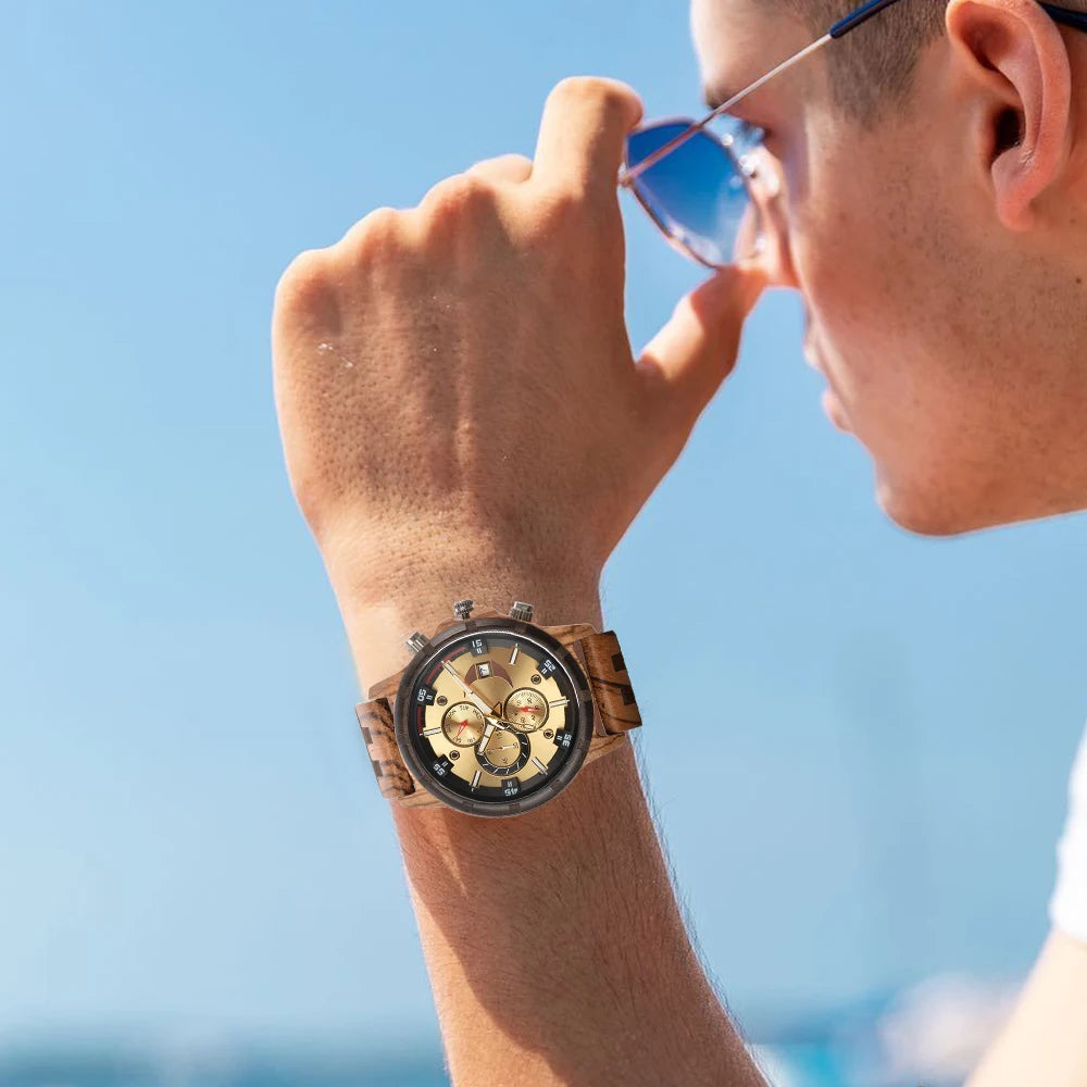 Man's Watches Wooden Watch Strap Hand Watch Quartz Wrist Watch for Men Chronograph Luxury Brand Montre Homme Gift Drop Shipping