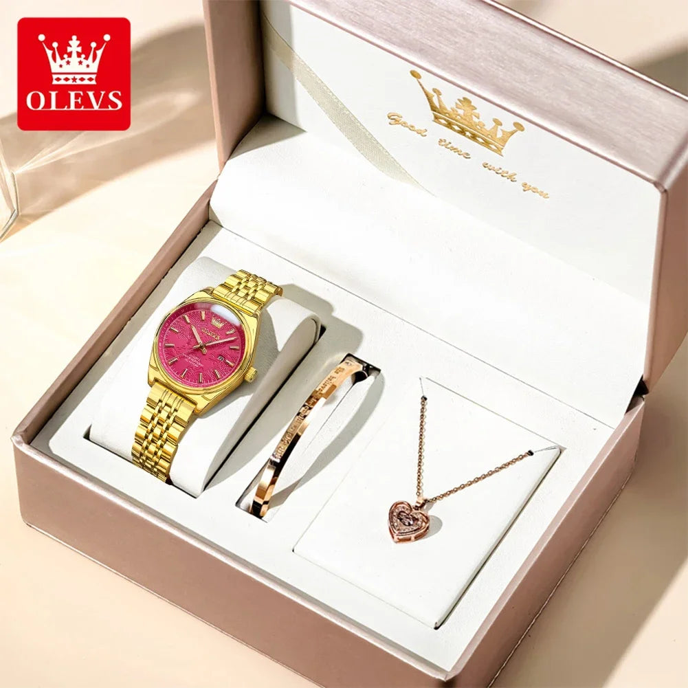 Montres femme OLEVS Montre Quartz Élégante Imperméable en Acier Inoxydable