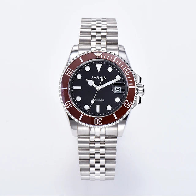 PARNIS Men Luxury Brand Wrist Watch Mens Sport Automatic Watches Man Mechanical Wristwatch 100m Waterproof Clock Luminous Montre