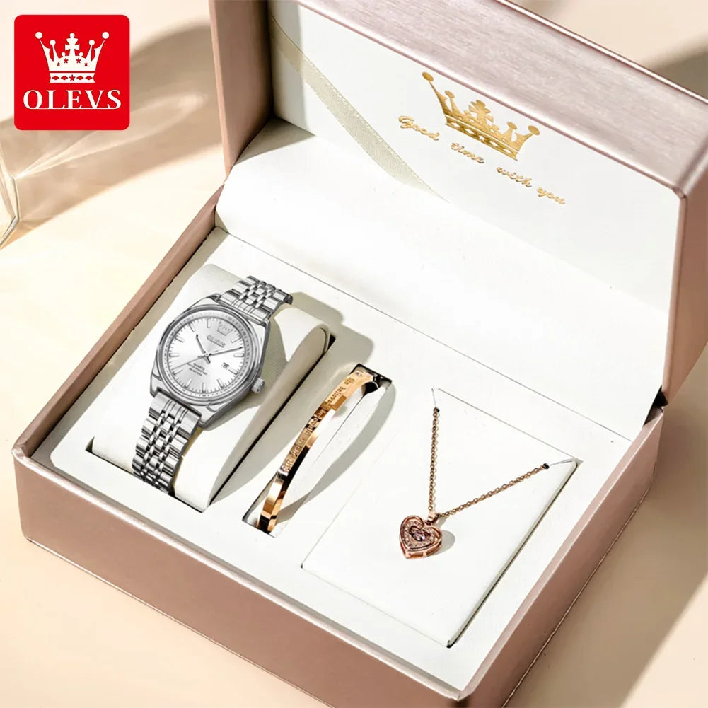 Montres femme OLEVS Montre Quartz Élégante Imperméable en Acier Inoxydable