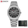 Montre-bracelet décontractée CURREN 8456 Quartz pour homme avec bracelet en acier inoxydable, cadran carré et fonction étanche