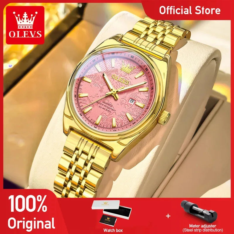 Montres femme OLEVS Montre Quartz Élégante Imperméable en Acier Inoxydable