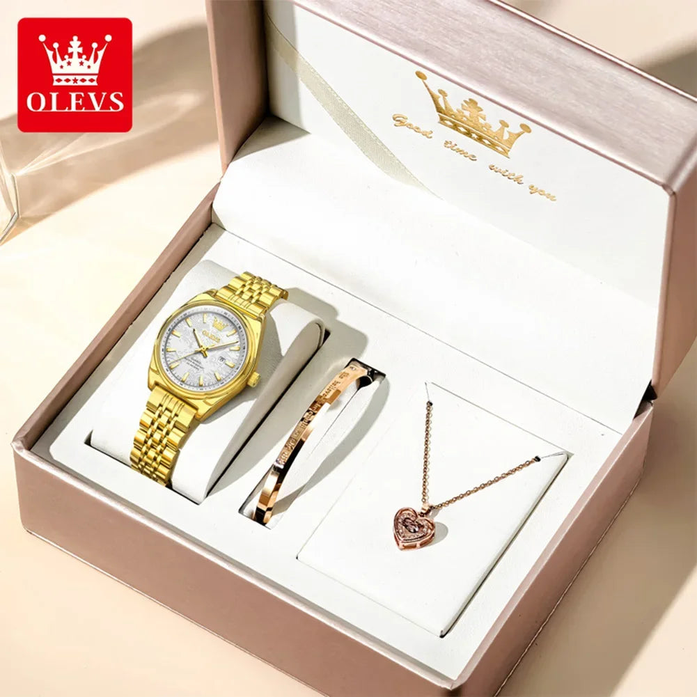Montres femme OLEVS Montre Quartz Élégante Imperméable en Acier Inoxydable