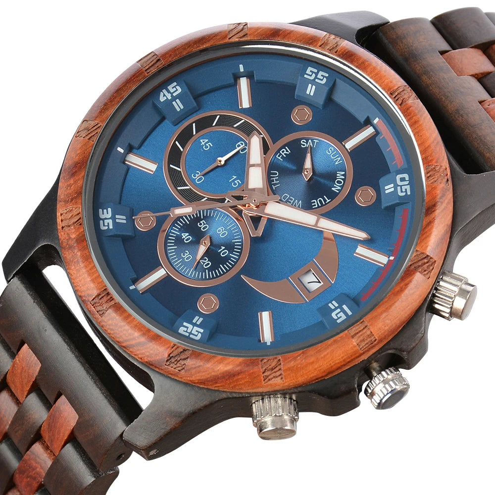 Man's Watches Wooden Watch Strap Hand Watch Quartz Wrist Watch for Men Chronograph Luxury Brand Montre Homme Gift Drop Shipping