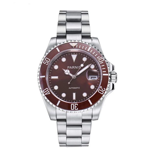 PARNIS Men Luxury Brand Wrist Watch Mens Sport Automatic Watches Man Mechanical Wristwatch 100m Waterproof Clock Luminous Montre
