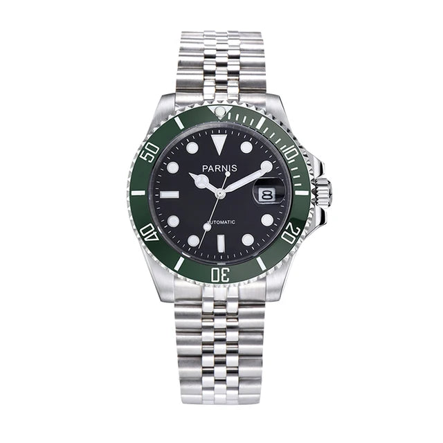 PARNIS Men Luxury Brand Wrist Watch Mens Sport Automatic Watches Man Mechanical Wristwatch 100m Waterproof Clock Luminous Montre