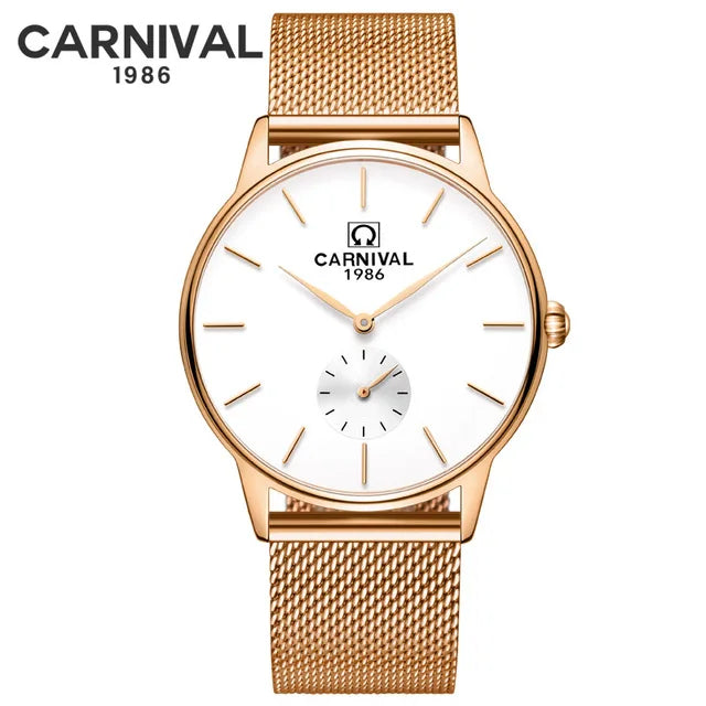 Montre Homme Carnival Brand Fashion Watch for Men Luxury Stainless Steel Mens Dress Quartz Wristwatches Waterproof Reloj Hombre