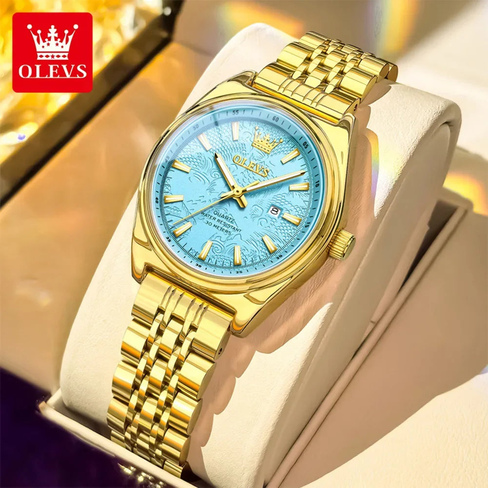 Montres femme OLEVS Montre Quartz Élégante Imperméable en Acier Inoxydable