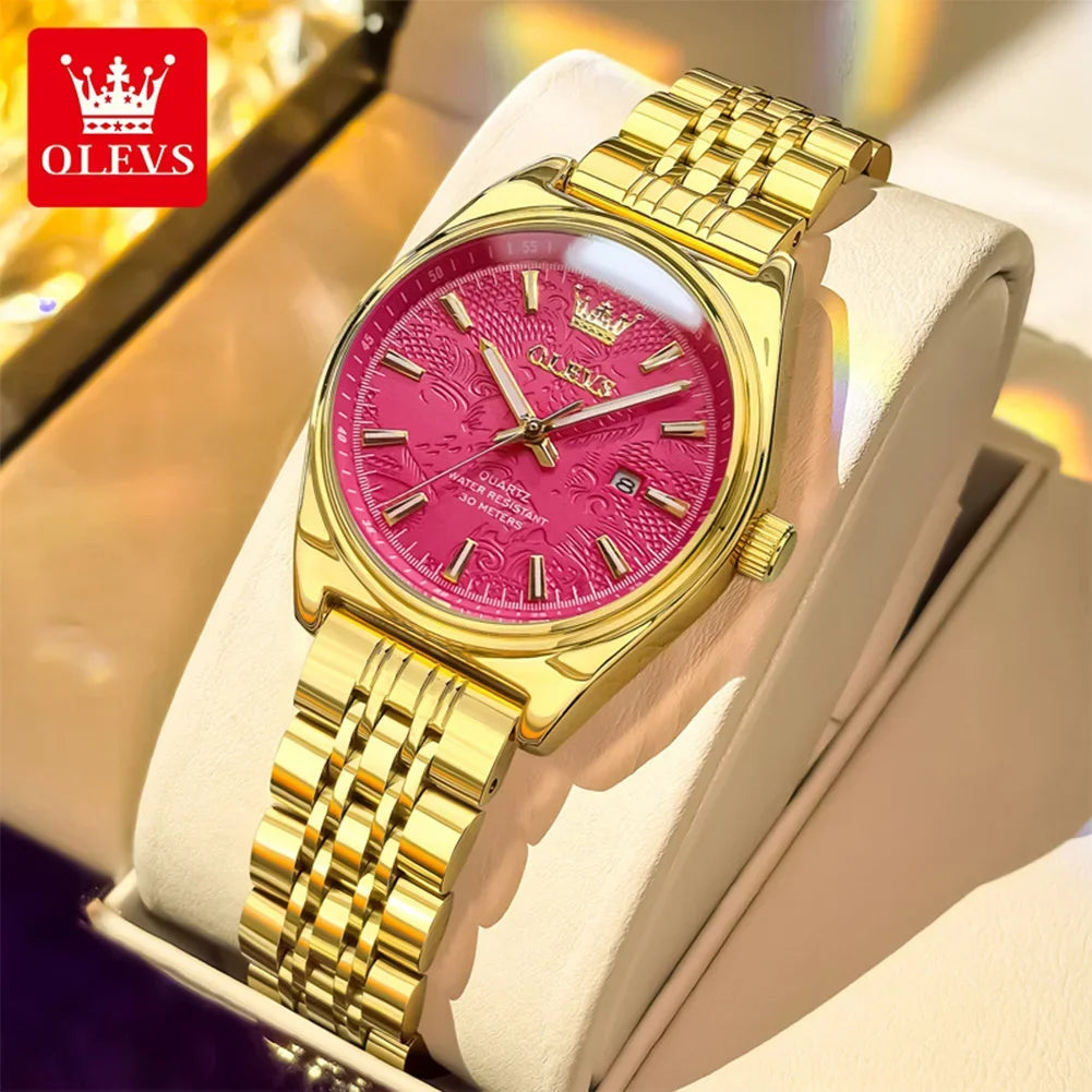 Montres femme OLEVS Montre Quartz Élégante Imperméable en Acier Inoxydable