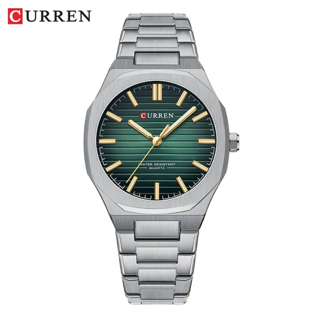 Montre-bracelet décontractée CURREN 8456 Quartz pour homme avec bracelet en acier inoxydable, cadran carré et fonction étanche